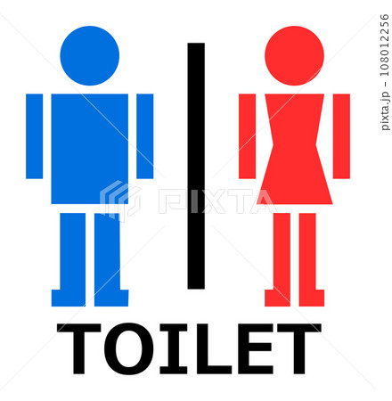 男子トイレと女性用メイク室の案内を表示する看板イラスト 男子トイレと女性用メイク室の案内を表示する看板イラスト 108012256