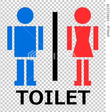 男子トイレと女性用メイク室の案内を表示する看板イラスト 108012256