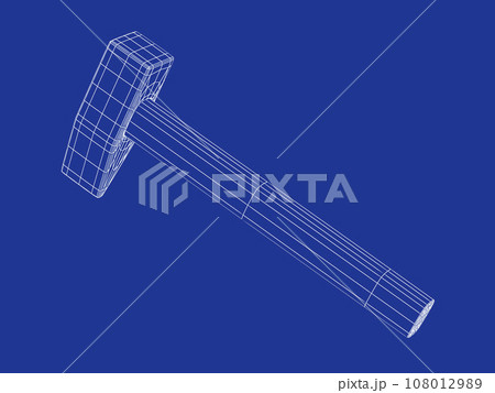 3d model of straight peen hammer 108012989