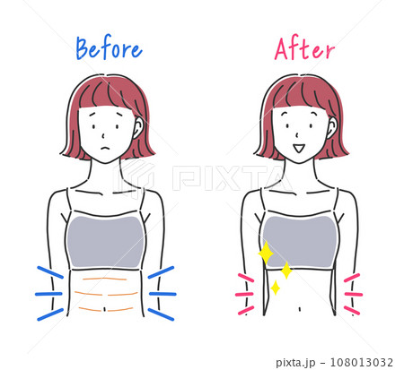 猫背線に悩む女性のイラスト素材 108013032