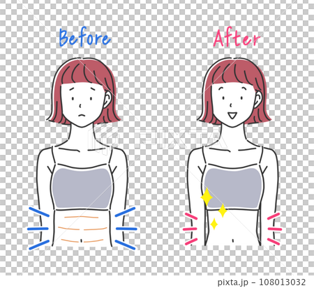 Illustration material of a woman suffering from hunched back lines 108013032