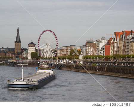 the city of Dusseldorf at the rhine river the city of Dusseldorf at the rhine river 108013492
