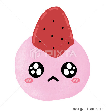 Cute Strawberry Daifuku Mochi Character Mascot Kawaii Cartoon illustration 108014318