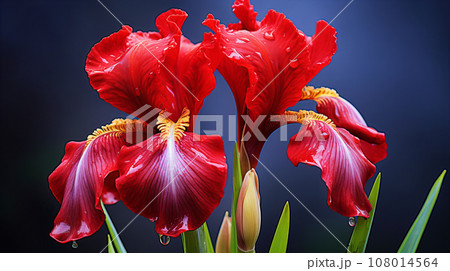 ダッチアイリス　花　赤色　背景素材 108014564