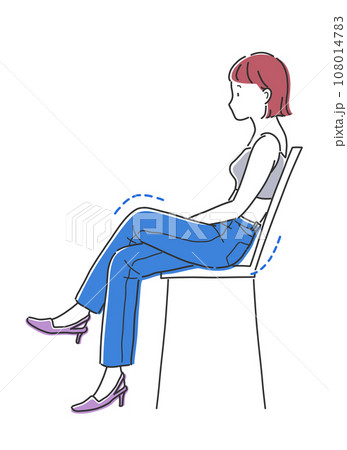 足を組んで椅子に座る女性のイラスト素材 足を組んで椅子に座る女性のイラスト素材 108014783