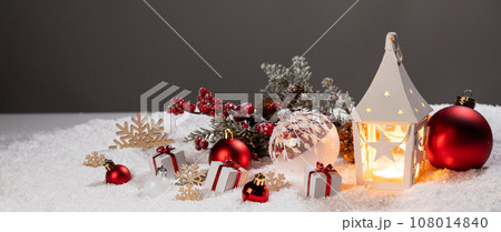 Christmas decor in snow 108014840