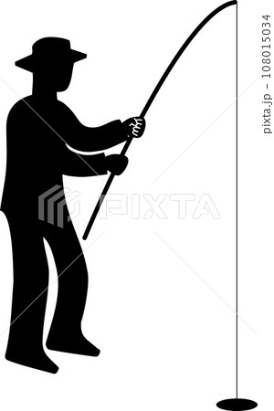 釣りをする男性のシルエット 釣りをする男性のシルエット 108015034