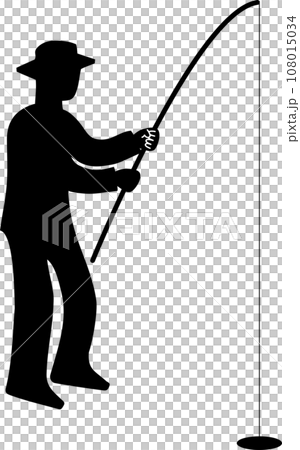 釣りをする男性のシルエット 釣りをする男性のシルエット 108015034