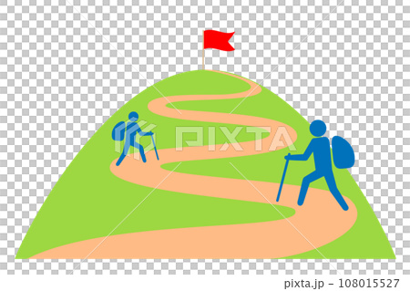 登山。一個人在爬山路。代表目標實現的業務圖示。 108015527