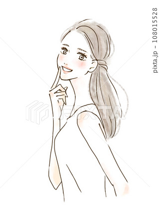 歯列矯正　歯のステインケアをする女性のイラスト 108015528