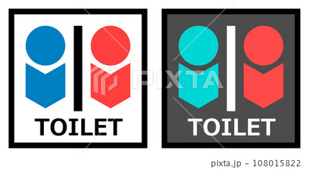 男子トイレと女性用メイク室の案内を表示する看板イラスト 108015822