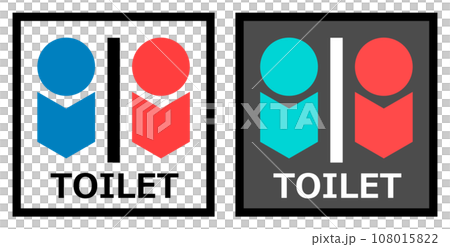 男子トイレと女性用メイク室の案内を表示する看板イラスト 108015822