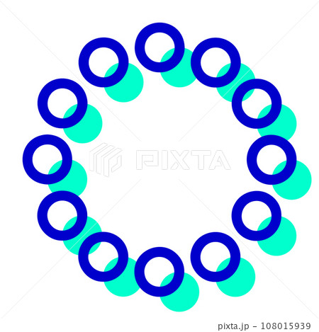 十二、12個、丸、円を表す2色スタイルのアイコン 108015939