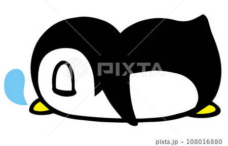 かわいいシンプルペンギン うつぶせで眠るポーズ かわいいシンプルペンギン うつぶせで眠るポーズ 108016880