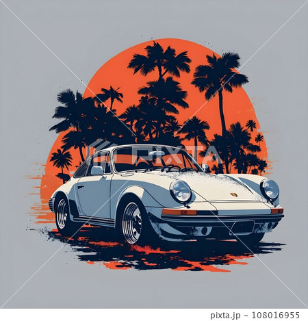 Vintage car on the beach 108016955