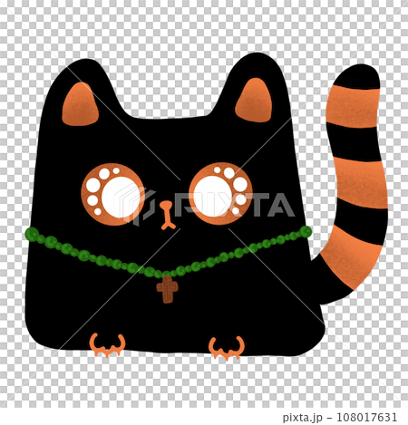 Halloween Cat With Wearing Cross And Rosary Cartoon illustration For Halloween Festival Decoration 108017631