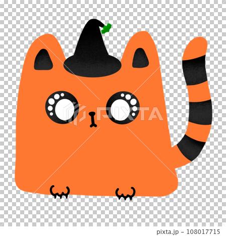 Halloween Cat With Wearing Witch Hat Cartoon illustration For Halloween Festival Decoration Halloween Cat With Wearing Witch Hat Cartoon illustration For Halloween Festival Decoration 108017715