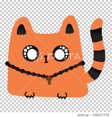 Halloween Cat With Wearing Cross And Rosary Cartoon illustration For Halloween Festival Decoration 108017756