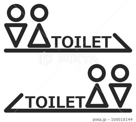 男子トイレと女性用メイク室の案内を表示する看板イラスト 男子トイレと女性用メイク室の案内を表示する看板イラスト 108018144