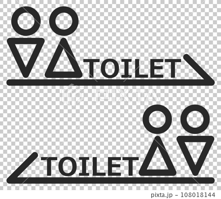 男子トイレと女性用メイク室の案内を表示する看板イラスト 108018144