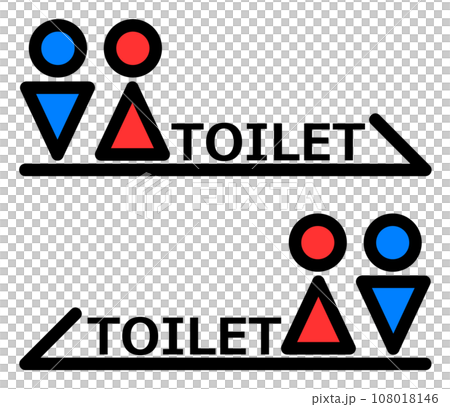 男子トイレと女性用メイク室の案内を表示する看板イラスト 男子トイレと女性用メイク室の案内を表示する看板イラスト 108018146