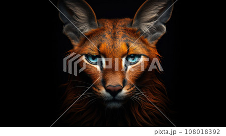 Detail of caracal head with attentive look 108018392