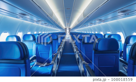 Modern Airplane seats in perspective. Transportation concept. 108018559