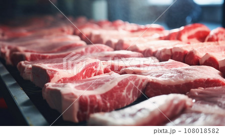 Sliced raw pork meat 108018582