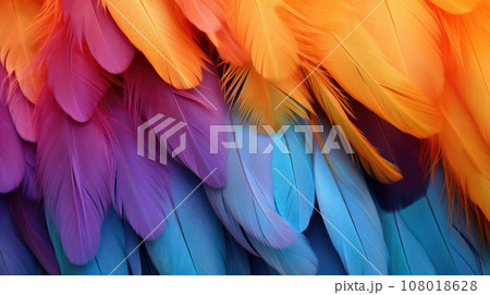 Close up of a multicolored feather background 108018628