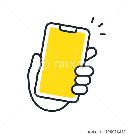 スマートフォンを持つ手のシンプルなベクターアイコンイラスト素材 スマートフォンを持つ手のシンプルなベクターアイコンイラスト素材 108018842