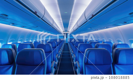 Modern Airplane seats in perspective. Transportation concept. 108018885