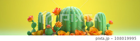 パステル調の植物たち（3D）横長 108019995