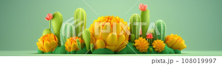 パステル調の植物たち（3D）横長 108019997