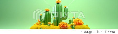 パステル調の植物たち（3D）横長 108019998