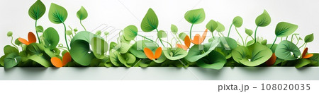 パステル調の植物たち（3D）横長 108020035