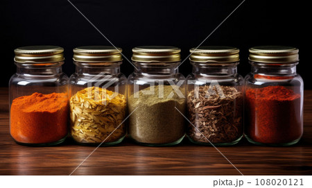 Spices seeds and seasonings in matching spice...のイラスト素材 [108020121] - PIXTA