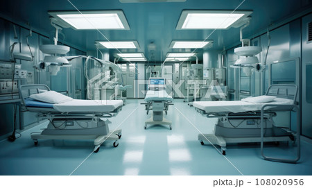Empty operating room in a hospital Interior of an operating room in clinic with modern medical equipment 108020956
