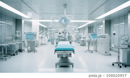 Empty operating room in a hospital Interior of an operating room in clinic with modern medical equipment 108020957