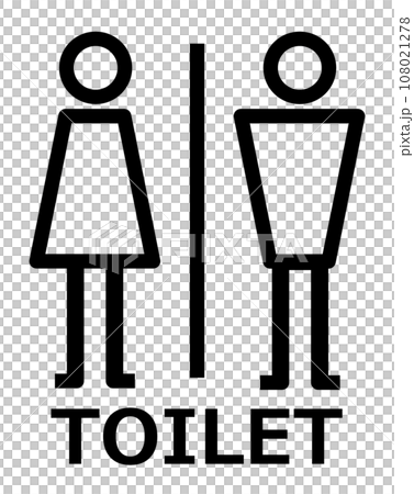 男子トイレと女性用メイク室の案内を表示する看板イラスト 108021278
