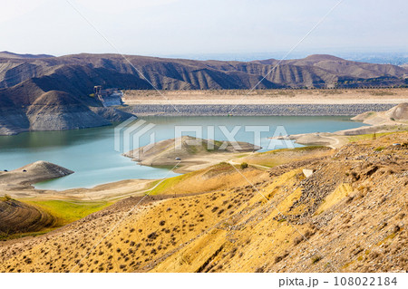 view of dam and reservoir in mountains of Armenia view of dam and reservoir in mountains of Armenia 108022184