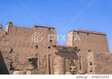 Ornate Details of an Egyptian Temple Facade. Egypt Summer Travel Ornate Details of an Egyptian Temple Facade. Egypt Summer Travel 108022282