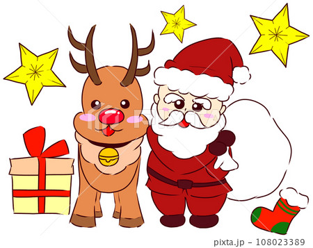 クリスマス　サンタ　トナカイ 108023389