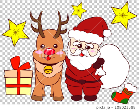 クリスマス　サンタ　トナカイ 108023389