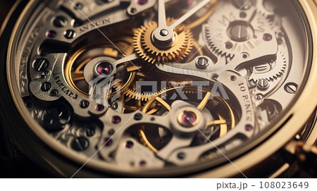 Detail to watch movement with advanced gears Detail to watch movement with advanced gears 108023649