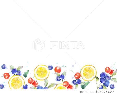 フルーツの水彩 下段背景素材 フルーツの水彩 下段背景素材 108023677
