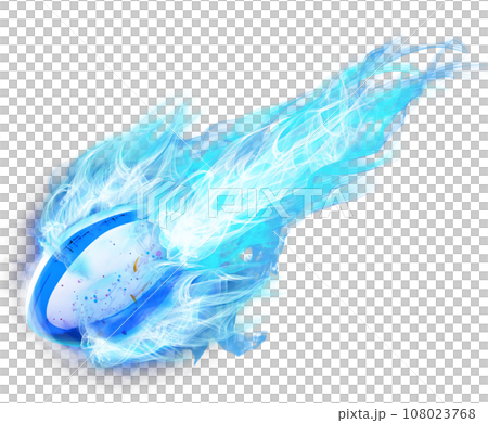 青い炎を纏ったラグビーボール 青い炎を纏ったラグビーボール 108023768