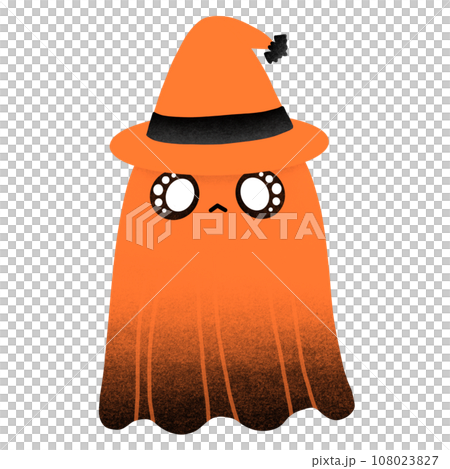 Cute Ghost With Wearing Witch Hat Cartoon illustration For Halloween Festival Decoration Cute Ghost With Wearing Witch Hat Cartoon illustration For Halloween Festival Decoration 108023827