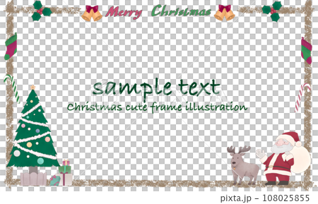 Cute watercolor Christmas frame illustration 1 (with dull color text) Cute watercolor Christmas frame illustration 1 (with dull color text) 108025855