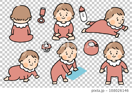 插圖集的嬰兒在嬰兒的衣服 108026146