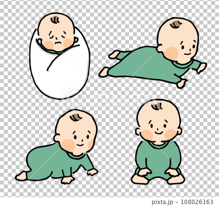 插圖集的嬰兒在嬰兒的衣服 108026163